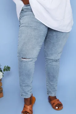 Recycled Light Wash Ripped Knee Denim Skinny Jeans