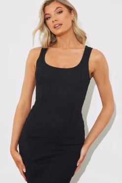 Recycled Ribbed Scoop Neck Midi Dress