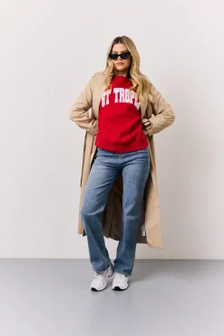 Red St Tropez Embroidered Slogan Sweatshirt