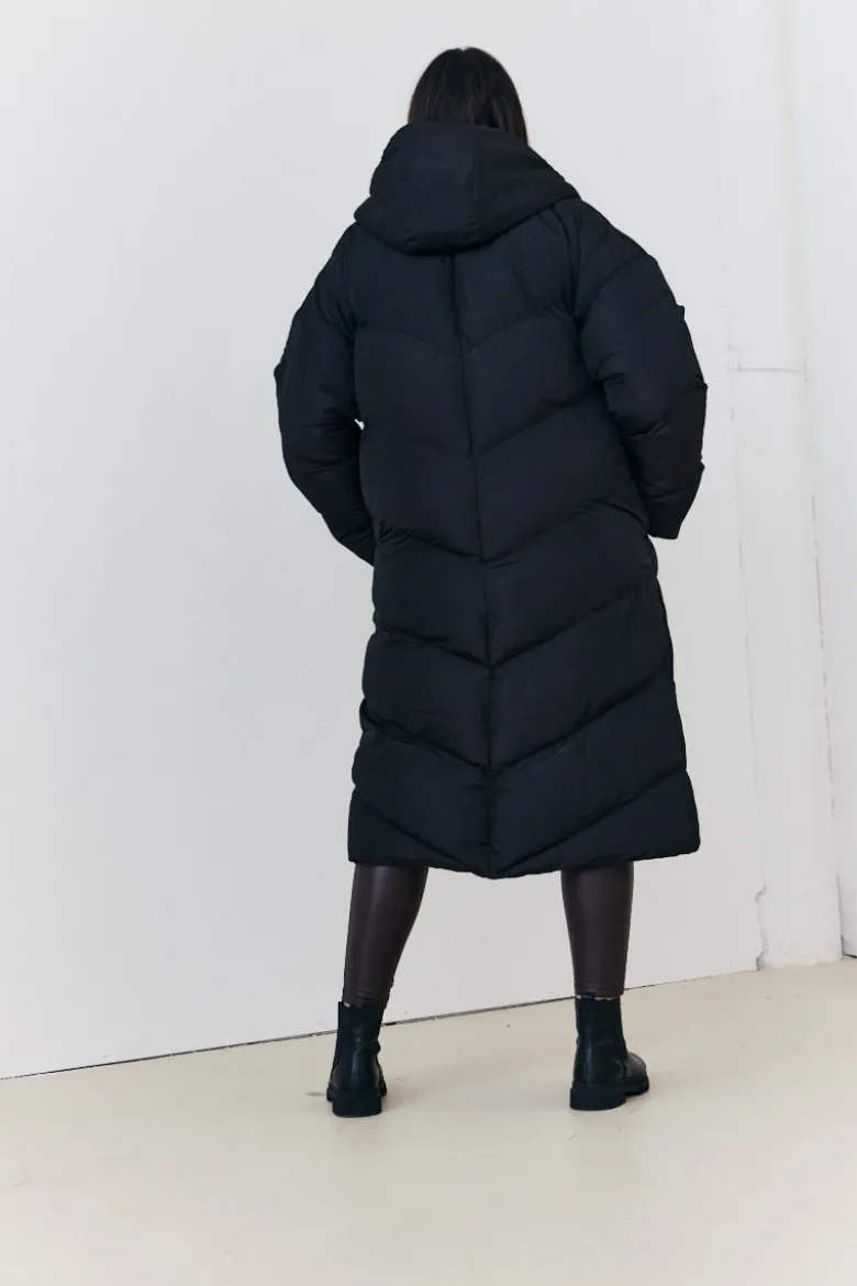 Reversible Hooded Longline Puffer Coat