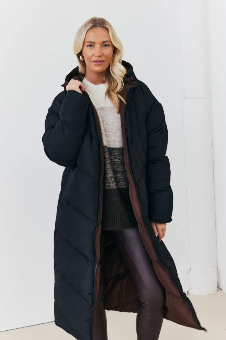 Reversible Hooded Longline Puffer Coat