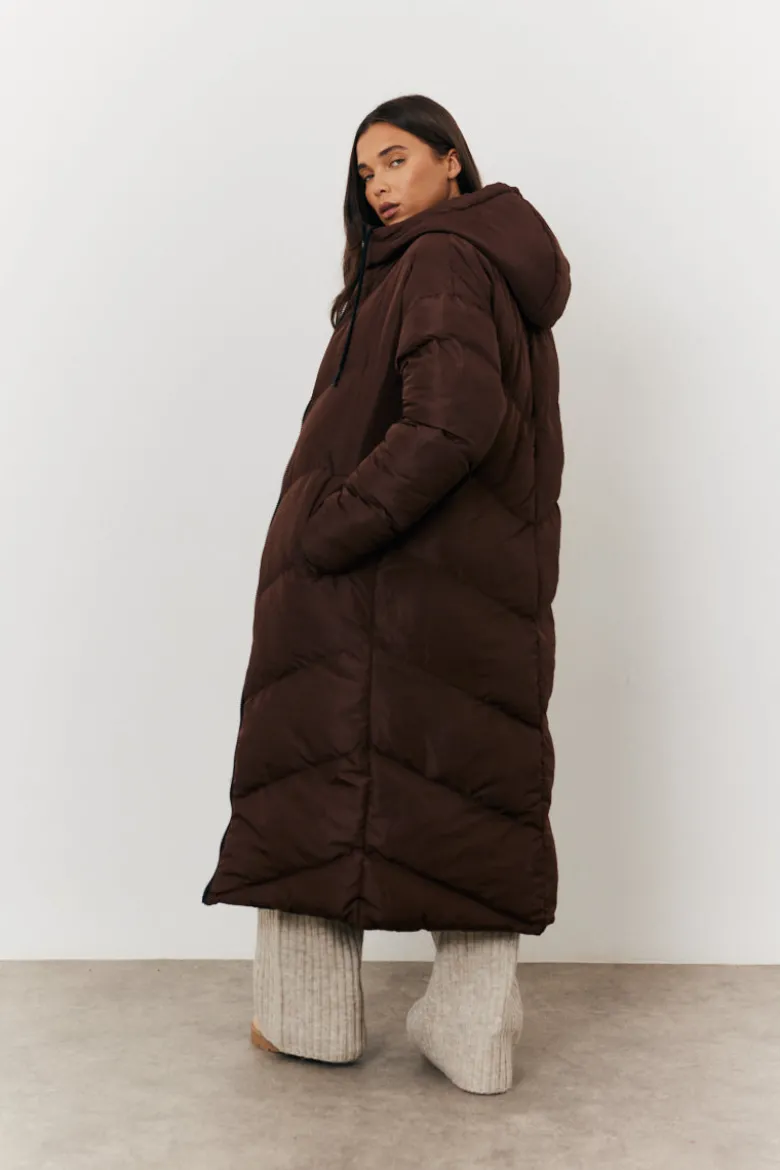 Reversible Hooded Longline Puffer Coat