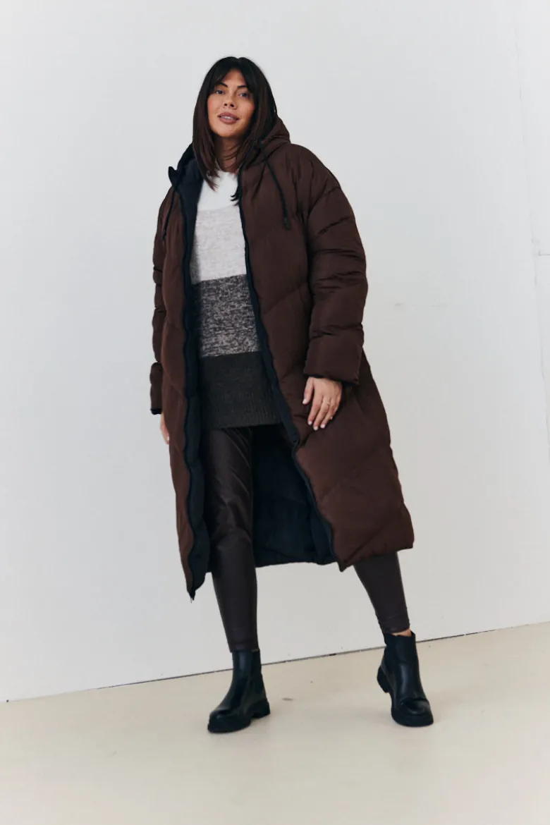 Reversible Hooded Longline Puffer Coat