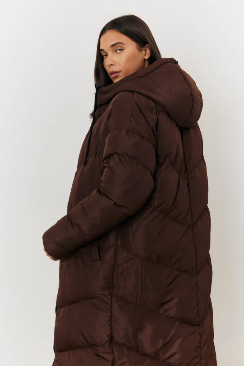 Reversible Hooded Longline Puffer Coat