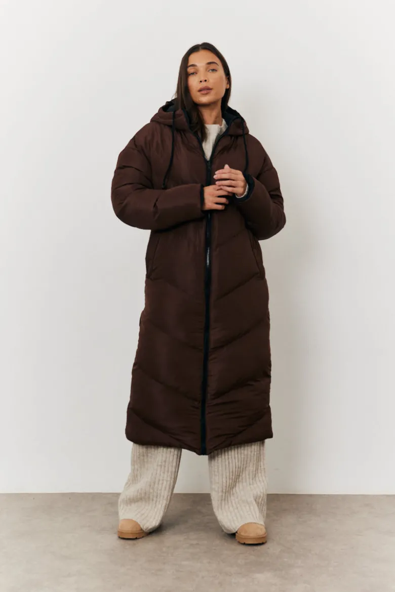Reversible Hooded Longline Puffer Coat