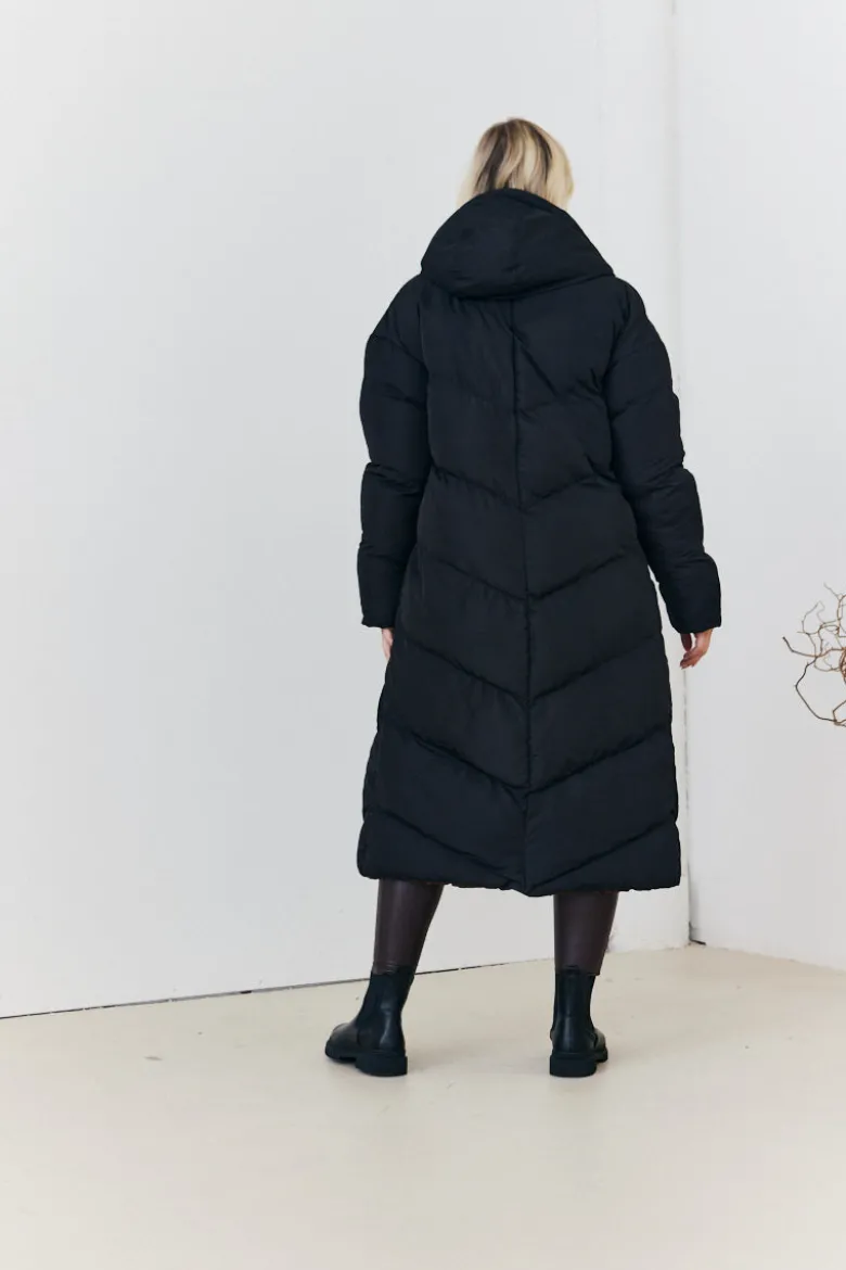 Reversible Hooded Longline Puffer Coat