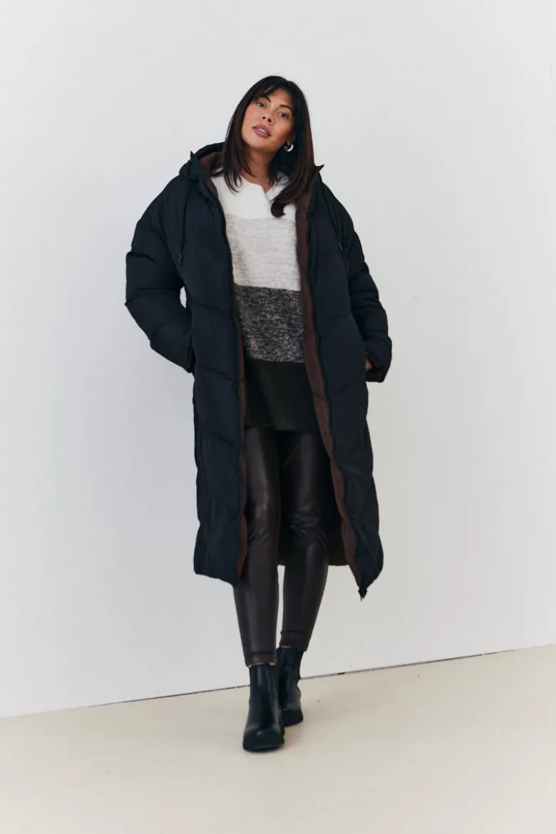 Reversible Hooded Longline Puffer Coat