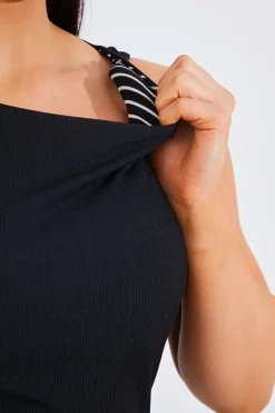 Reversible Stripe Racer Neck Midi Dress