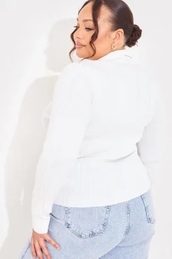Ribbed CollaFitted Cardigan