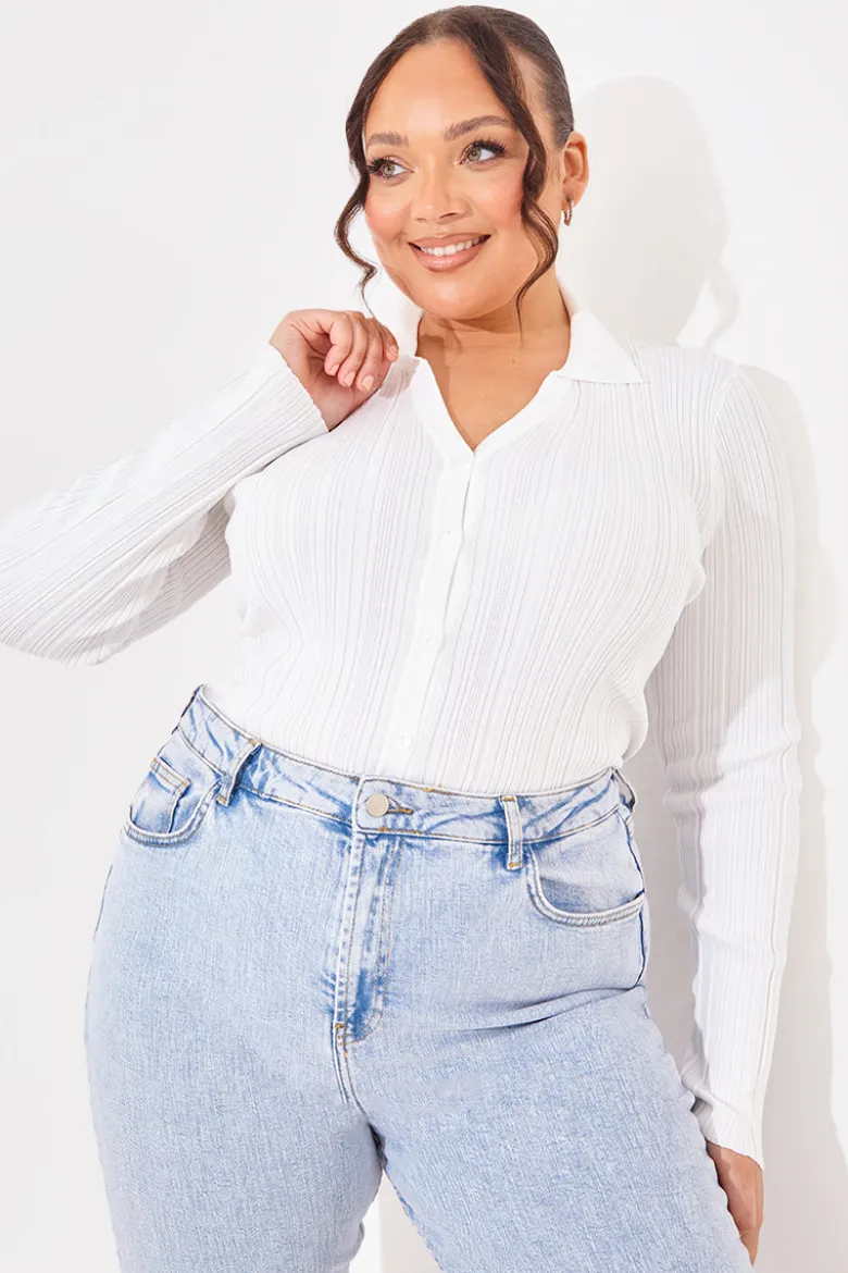 Ribbed CollaFitted Cardigan