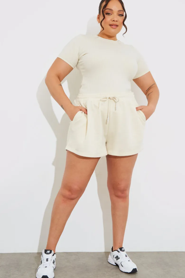 Ribbed Crew Neck Short Sleeve Bodysuit