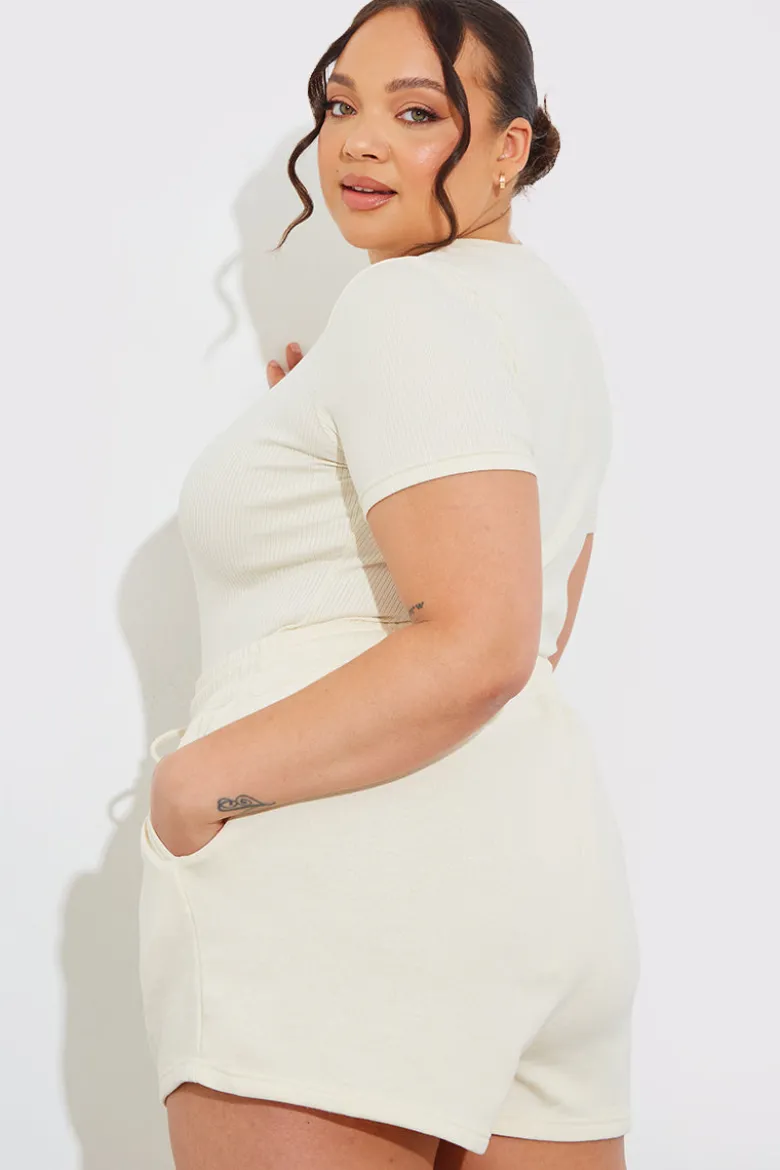 Ribbed Crew Neck Short Sleeve Bodysuit
