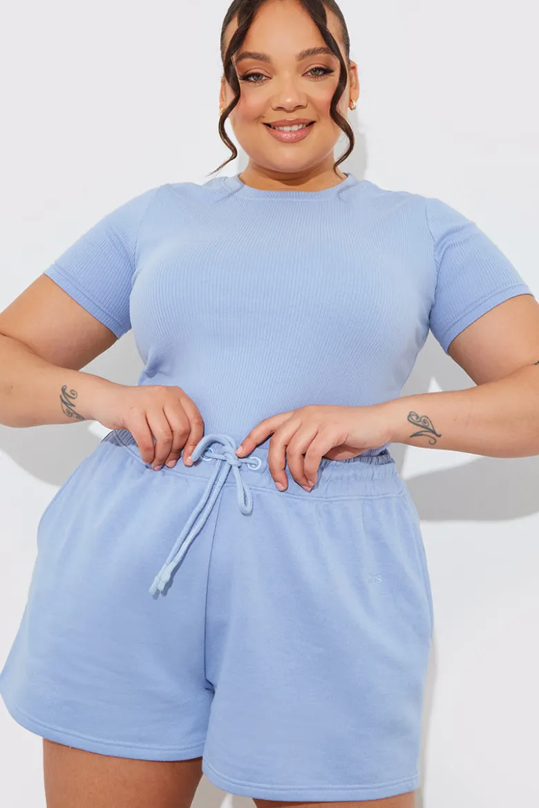 Ribbed Crew Neck Short Sleeve Bodysuit