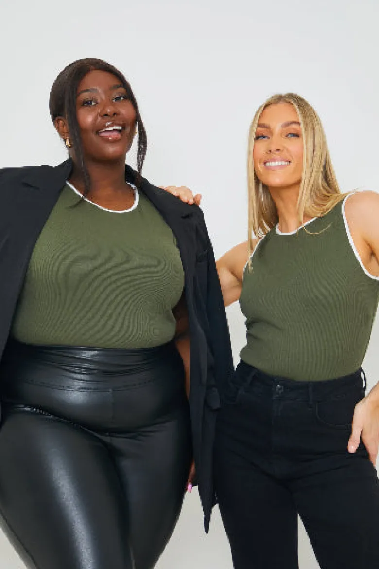 RIB CONTRAST BINDING BODYSUIT