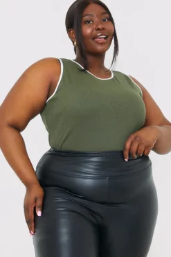 RIB CONTRAST BINDING BODYSUIT