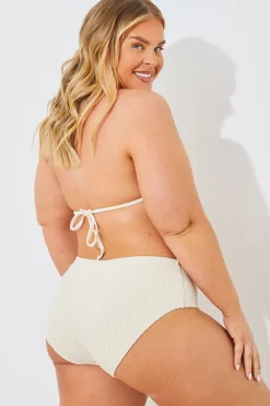 Rib Double Strap Detail Triangle Bikini Top