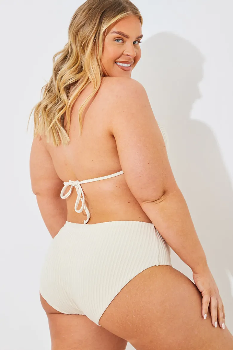 Rib Double Strap Detail Triangle Bikini Top