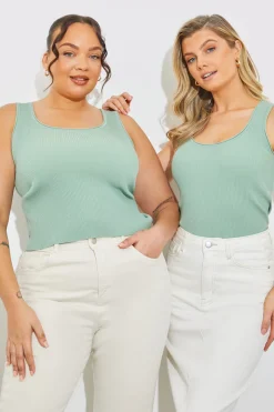 Rib Knit Scoop Neck Top