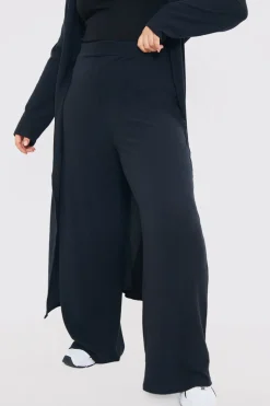 Rib Wide Leg Trousers