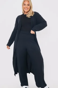 Rib Wide Leg Trousers