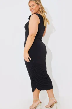 Ruched Corsage Detail Midi Dress