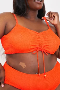 Ruched Front Crinkle Bikini Top