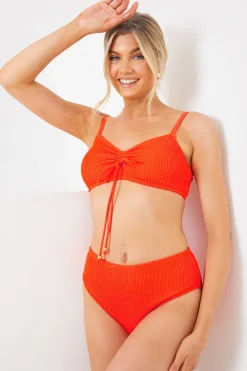 Ruched Front Crinkle Bikini Top