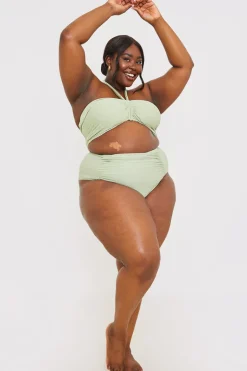 Ruched Front Detail Halter Neck Bikini Top