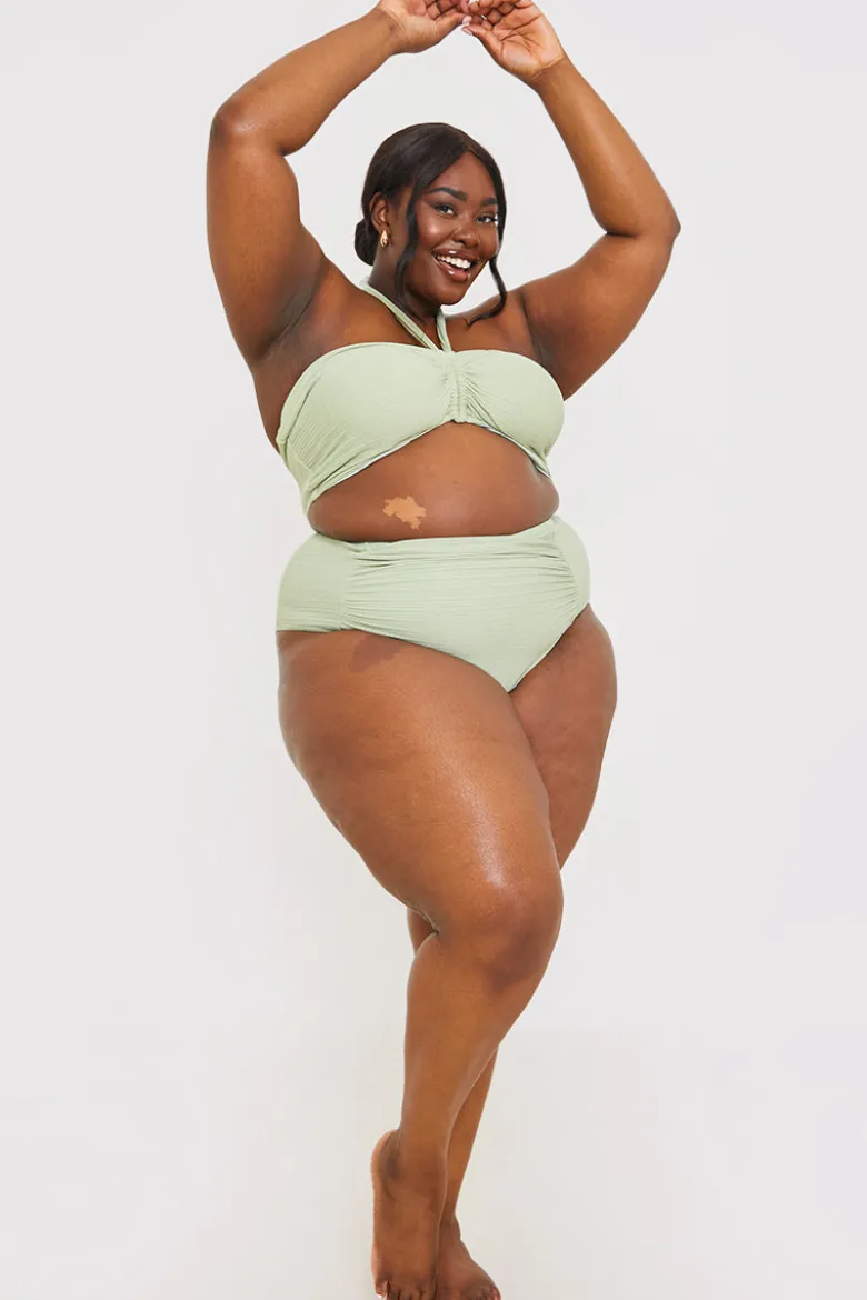Ruched Front Detail Halter Neck Bikini Top