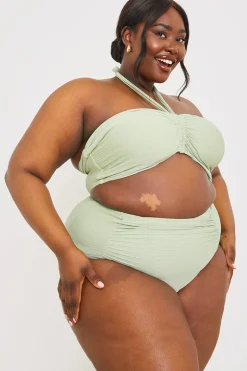 Ruched Front Detail Halter Neck Bikini Top