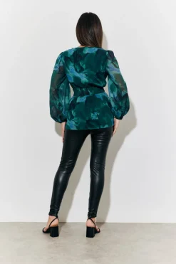 Ruched Printed Blouse
