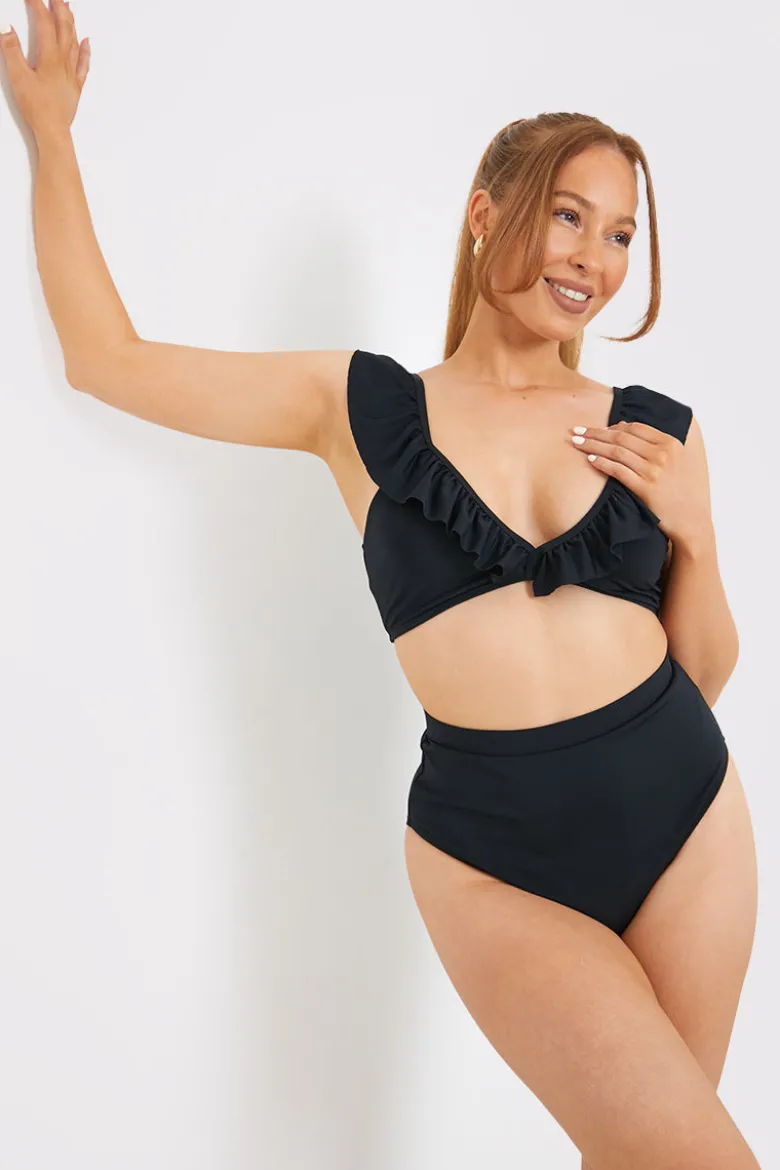 Ruffle Neck Bikini Top