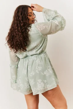 Sage Floral Print Floaty Playsuit