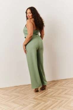 Sage Tailored Halterneck Waistcoat Wide Leg Jumpsuit