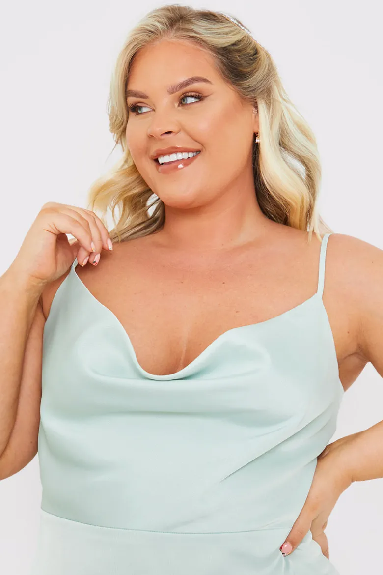 Satin Cowl Neck Maxi Dress