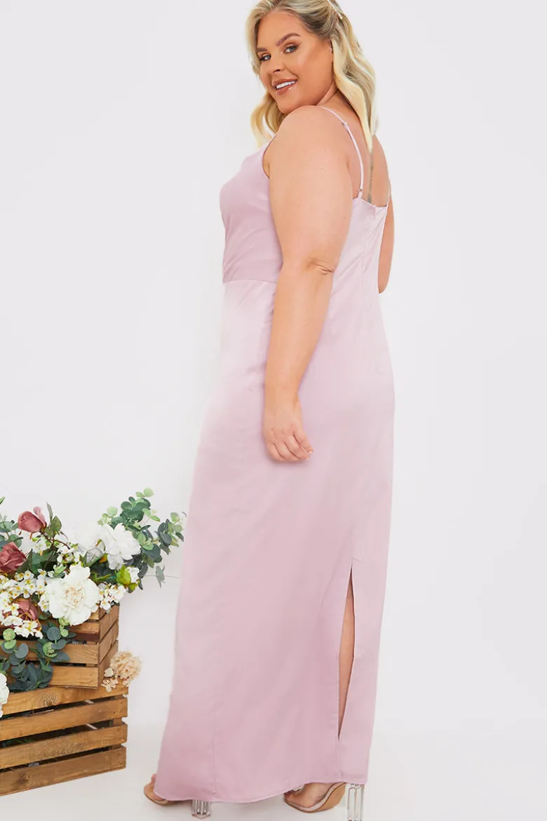 Satin Cowl Neck Maxi Dress