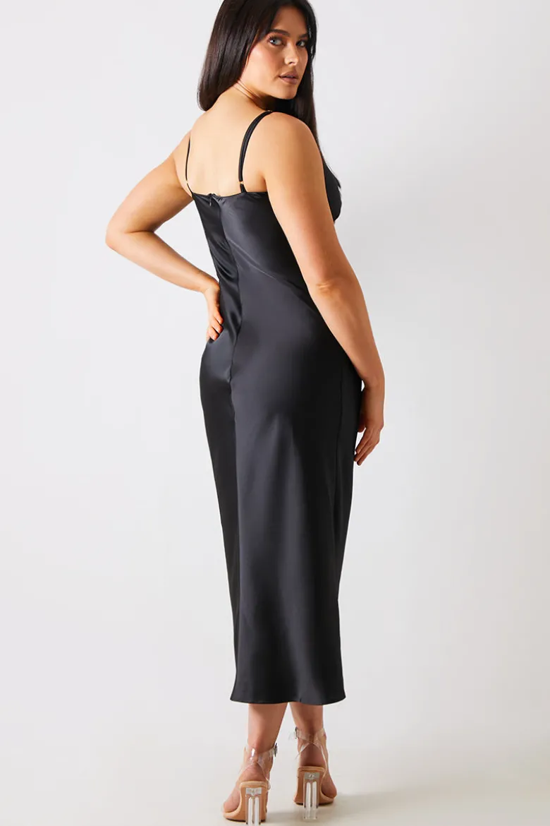 Satin Plunge Midaxi Dress