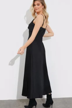 Satin Plunge Midaxi Dress