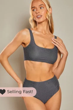 Scoop Neck Polka Dot Bikini Top
