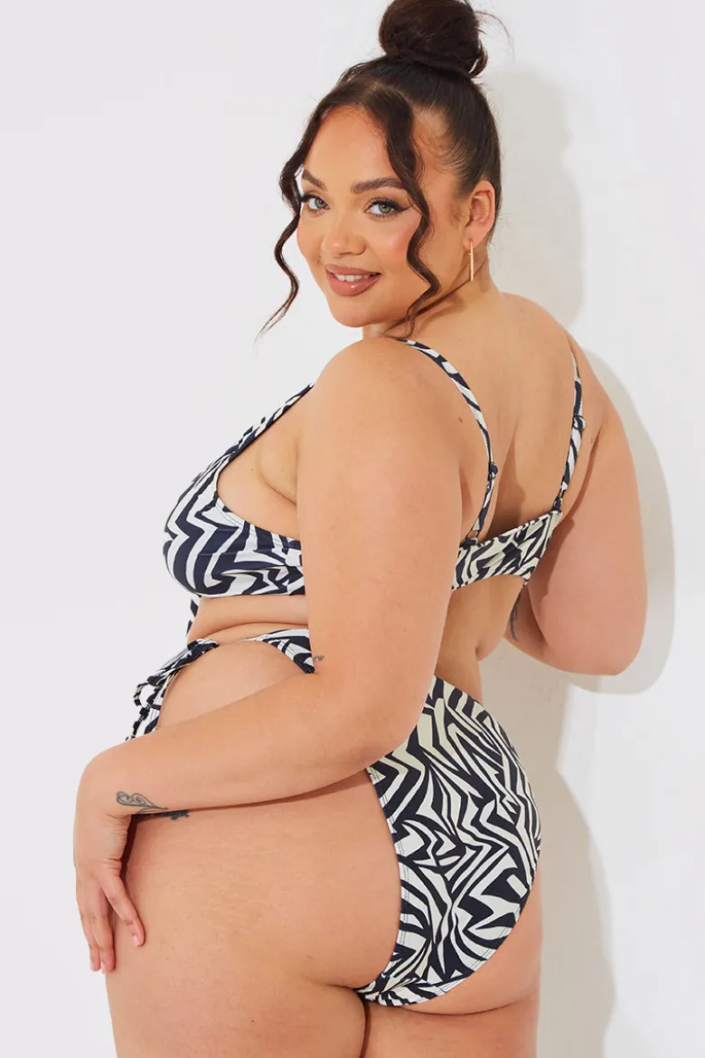 Sculpt and Control Abstract Print Tie Side Bikini Bottoms