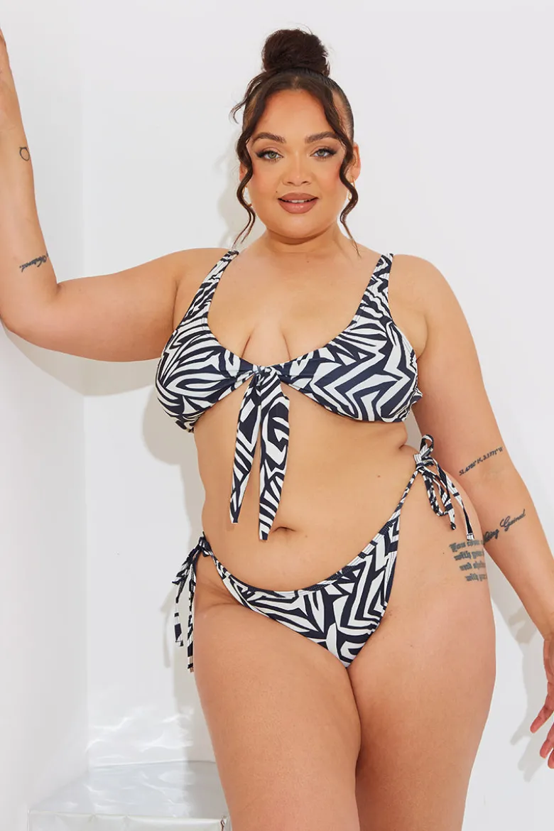 Sculpt and Control Abstract Print Tie Side Bikini Bottoms