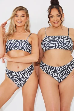 Sculpt and Control Abstract Print Bandeau Bikini Top