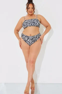 Sculpt and Control Abstract Print Bandeau Bikini Top