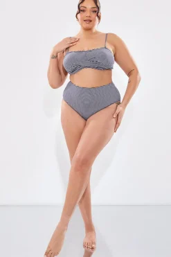 Sculpt And Control Stripe Waisted Full Coverage Bikini Bottom
