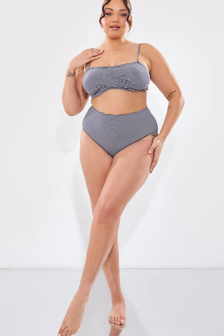 Sculpt And Control Stripe Waisted Full Coverage Bikini Bottom