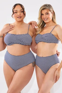 Sculpt And Control Stripe Waisted Full Coverage Bikini Bottom
