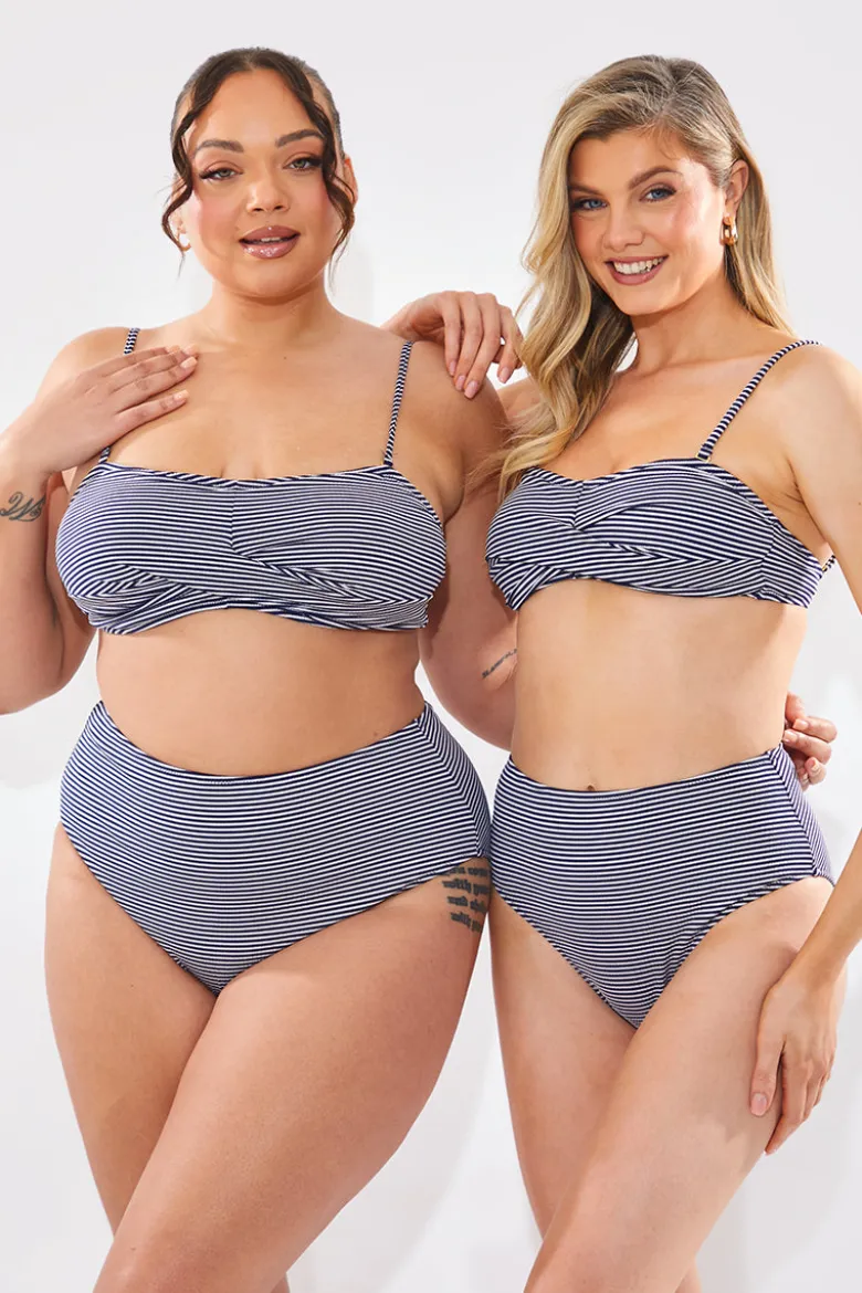 Sculpt And Control Stripe Waisted Full Coverage Bikini Bottom