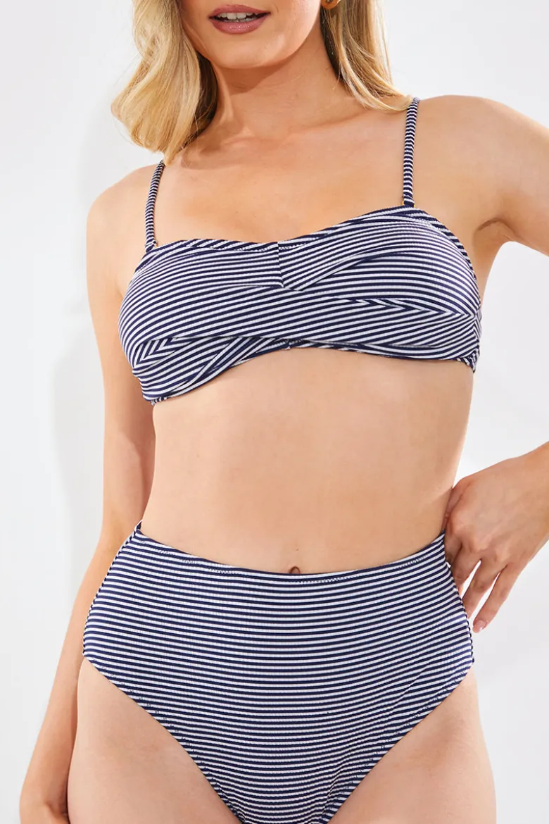 Sculpt And Control Stripe Waisted Full Coverage Bikini Bottom