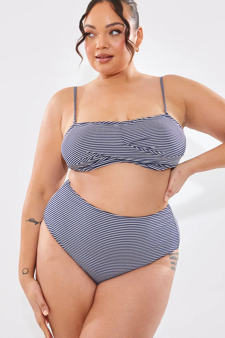 Sculpt And Control Stripe Waisted Full Coverage Bikini Bottom