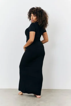 Sculpting Fold Over Waistband Maxi Skirt